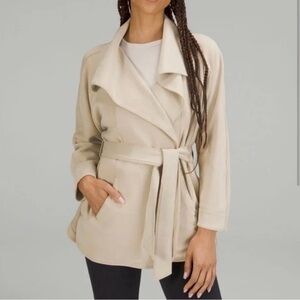 New Lululemon Beige Belted Softstreme Wrap Jacket Cardigan M/L